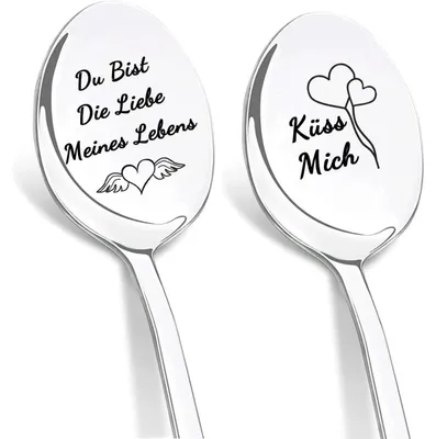 Produktbild von Kaffeelöffel mit Gravur "Du bist die Liebe meines Lebens" Edelstahl 19 cm