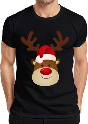 Produktbild von Rentier Rudolf süßes Weihnachtsmotiv - Weihnachten Weihnachtsgeschenk Christmas Herren T-Shirt, Schwarz, XXL