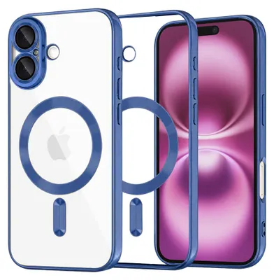 Produktbild von Techsuit Luxury Crystal Back Cover Hülle mit MagSafe für Apple iPhone 16 Plus - Transparent/Dunkelblau