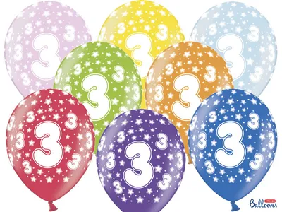 Produktbild von 6 Luftballons 3. Geburtstag bunt