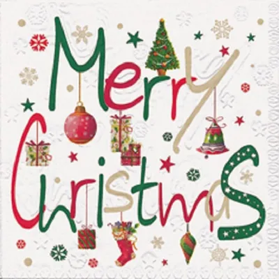 Produktbild von 16 LUNCH SERVIETTEN 33x33cm Moments, geprägt.  Merry Christmas