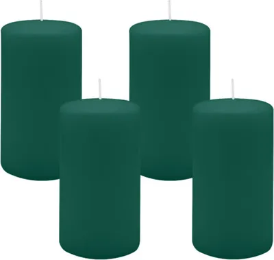 Produktbild von 4er Set Adventskranzkerzen Dunkelgrün Ø 70 x 130 mm