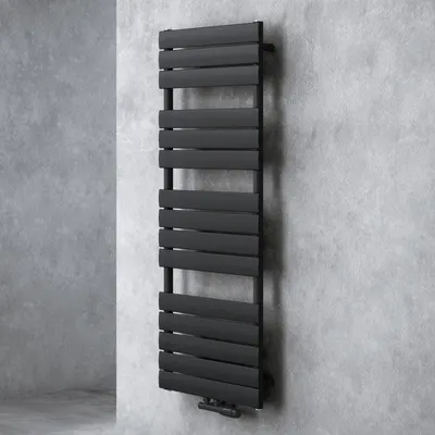 Image de doporro Radiateur de Salle de Bain Sèche-Serviette 140x50cm Radiateur à Eau Chaude Vertical Gris-Noir Sèche-serviettes de Salle de Bains