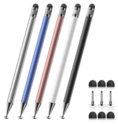 Produktbild von Touchscreen-Stift 5 Stück, 2-in-1 Stylus Mit Gummispitze Und Scheibenspitze, Hohe Empfindlichkeit Für Tablet Und Smartphone
