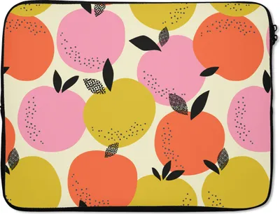 Produktbild von MuchoWow® Laptop Hülle 17 Zoll Laptoptasche Orange - Sommer - Muster - Zipper - Schutzabdeckung