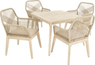 Produktbild von di volio Gartenmöbel Set Tarato - beige, wetterfeste Garten Möbel für Outdoor, quadratischer Holztisch & 4 Stühle