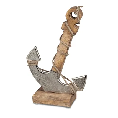 Produktbild von formano Maritimes Dekoobjekt Anker mit Tau Aluminium und Mango Holz - 26cm