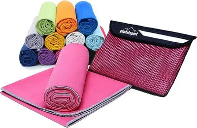 Produktbild von Famanu Mikrofaser-Handtuchset, kompakt, schnell trocknend - 8 Matten, 12 Farben, Rosa