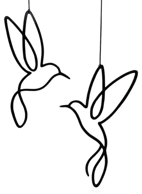 2er-Set Metall-Vögel, hängende Wanddekoration, minimalistisch