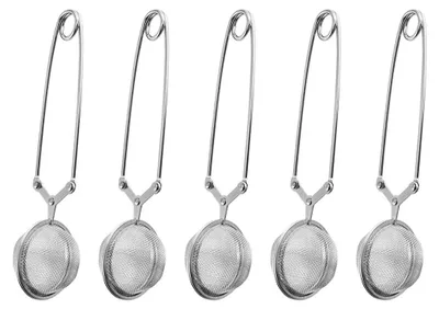 Theetangen aus Edelstahl, 5 Stück, Teesieb für losen Tee, silber