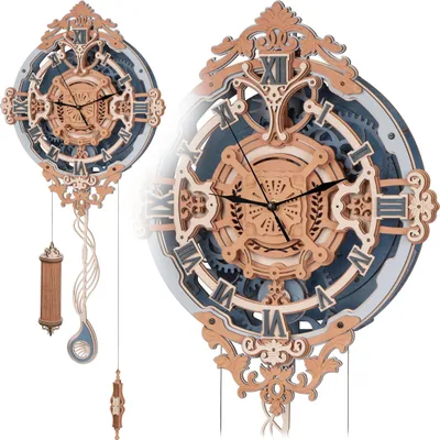 Produktbild von Mechanisches 3D-Puzzle, Wanduhr aus der Romantik, ROKR, Holz, 231 Teile