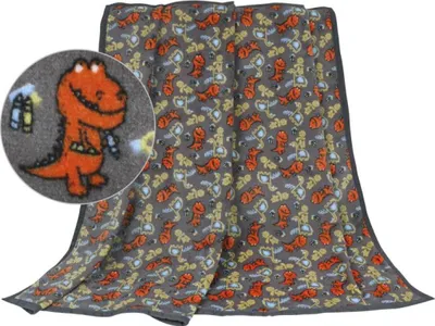 Zdjęcie produktu dla Koc dziecięcy ELLA – 100 x 155 cm – szary, pomarańczowy