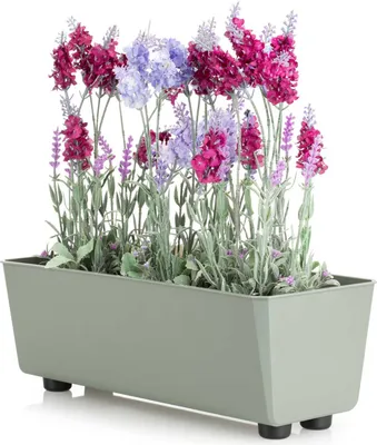 Image de HowHomely | Jardinière - Salvia - 37,5x17 cm - Gris-vert - Design moderne - Résistant aux intempéries et facile d'entretien