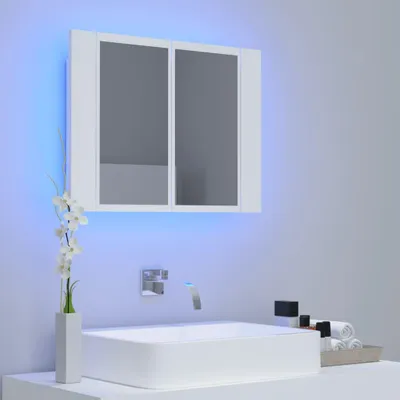 Image de vidaXL LED-Bad-Spiegelschrank Weiß 60x12x45 cm Acryl