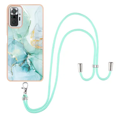 Immagine prodotto di Custodia con cinturino per Xiaomi Redmi Note 10 Pro/10 Pro Max, paraurti in TPU morbido, custodia protettiva, con cinturino regolabile verde