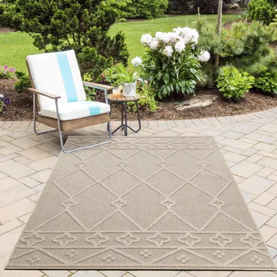 Productafbeelding van Tapijt, vloerkleed, weerbestendig, beige, 80x150 cm, Berber-design