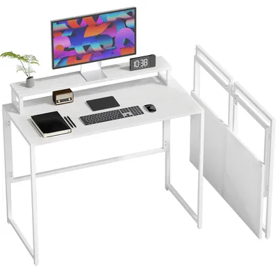 Produktbild von Schreibtisch Klappbar Computertisch mit Monitorhalterung für Arbeitszimmer 100 x 48 x 87,5 cm