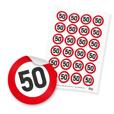 Produktbild von itenga 24x Sticker "50" Verkehrsschild (Motiv 106)
