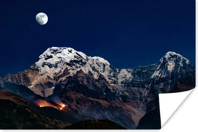 Produktbild von MuchoWow® Poster Mond - Berg - Landschaft 90x60 cm - Schlafzimmer
