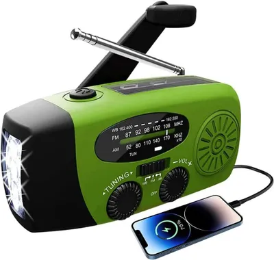 Produktbild von Solar Radio Kurbelradio Notfall AM/FM,LED lampe USB Handyladefunktion Tragbares