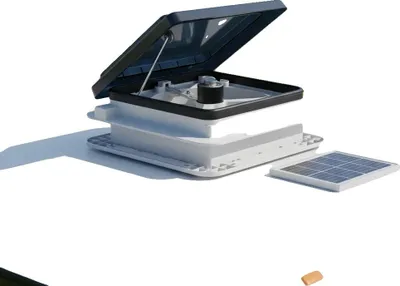 Produktbild von Wohnmobil Belüftungsventilator, 12V, 5-35 m³/min Luftstrom, 20-65 dB Geräuschpegel, 4 LEDs, IP68 wasserdicht