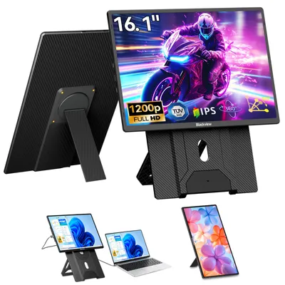 Produktbild von Blackview Table 9, 16 Zoll FHD tragbarer Monitor, 650g ultraleicht, SÜD Augenschutz, 360° Drehständer, Plug & Play, Kompatibel mit Mac/Win/Android