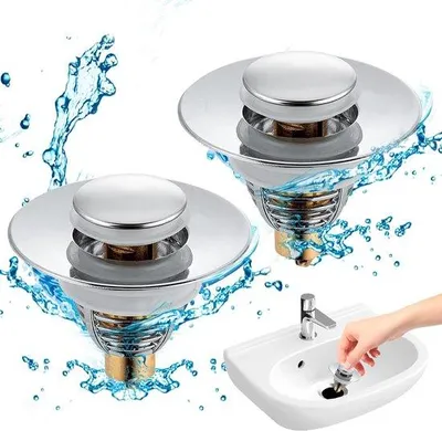 Immagine prodotto di Tappi di scarico a scatto in acciaio inossidabile, 2 pezzi, universali, 32-42 mm