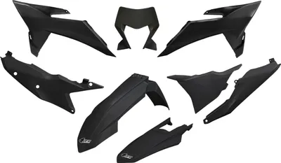 Obrázok produktu pre Súprava krytov UFO PLAST, 8-dielna súprava plastových krytov pre KTM EXC Sixdays EXC-F 150 – 500 cm³, rok výroby 2026, farba: čierna