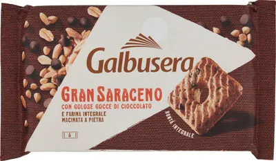 A package of Galbusera Gran Saraceno cookies with chocolate chips.
