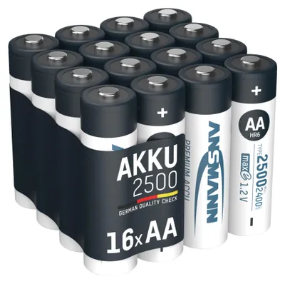 Produktbild von ANSMANN Akku Mignon AA 2500 mAh1,2V Ni-MH, 16 Stück