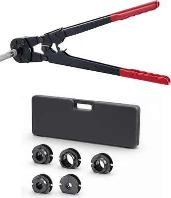 Immagine prodotto di SucceBuy Pinza a crimpare per tubi in PEX e alluminio-plastica con ganasce TH12, TH16, TH20, TH26 e TH32 e impugnatura flessibile, utensile a crimpare con pratica custodia per l'installazione e la riparazione di tubazioni