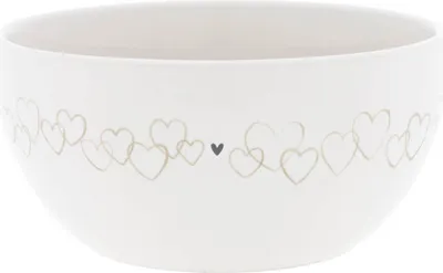 Produktbild von Müslischale Hearts over all Herzen weiß beige D. 14,5cm Bastion Collections