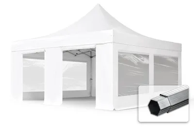 Produktbild von TOOLPORT 5x5m Aluminium Faltpavillon, inkl. 4 Seitenteile, weiß