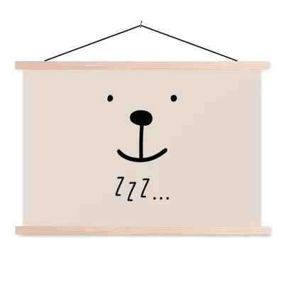Produktbild von MuchoWow® Textilposter Zitate - Sprichwörter - Schlaf - Zzz... - Kinder - Kinder - Jungen - Mädchen 120x80 cm mit holzfarbenen Rahmen - Aufhängeset
