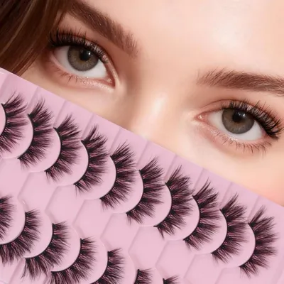 Image de Cils artificiels, 10 paires, effet 3D, en Fourrure artificielle de vison, réutilisables