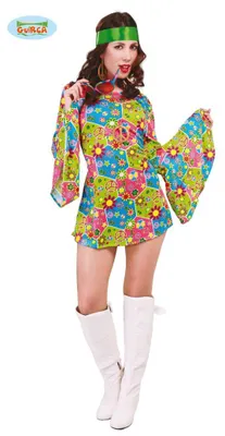 Immagine prodotto di abito corto hippie colorato da donna taglia M/L, taglia:L