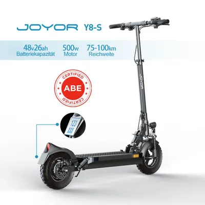 Produktbild von JOYOR Y8-S E-Scooter mit ABE, 48V 26Ah Akku, 10 Zoll Luftreifen, bis 90 km Reichweite, klappbar