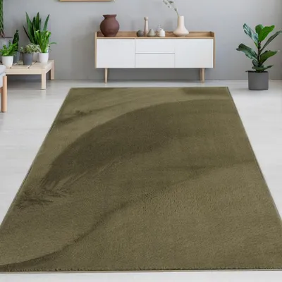 Image de Tapis vert aspect peau de lapin élégant et doux avec un reflet fin moderne Taille - 160 x 230 cm