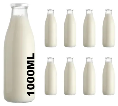 Image de Bouteilles en verre transparent - 1000 ml - Lot de 8 - Avec bouchon à vis