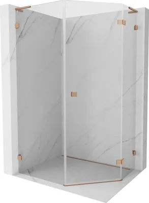 Immagine prodotto di Mexen Lunar L cabina doccia pentagonale ad anta destra 80 x 100 cm, trasparente, rame spazzolato - 831L-080P-100L-65-00-P