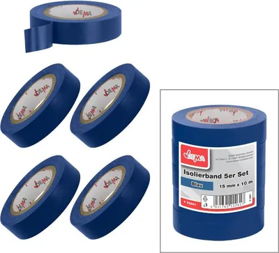 Immagine prodotto di Nastro isolante per elettricisti 15 mm / 10 m, blu, 5 pz
