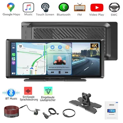 Produktbild von Autoradio Display Touchscreen mit Carplay Android Auto Rückfahrkamera Bluetooth AUX FM Radio MP5 Wiedergabe kabellose Smartphone Integration und Navigation