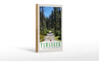 Produktbild von Holzschild Reise 12x18 cm Tamangur Schweiz Natur Wald Bäume