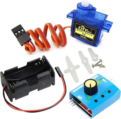 Produktbild von YUNIQUE GREEN-CLEAN-POWER RC Servo Tester Set mit SG90 9g 180° Micro Servo 3 Modi Controller und 4x AA Batteriehalter JR für Modellbau Robotik Arduino
