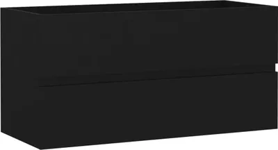 A black washbasin cabinet.