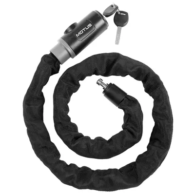Immagine prodotto di Catena antifurto per bicicletta Motus, lunghezza 110 cm, diametro 6 mm, catena in acciaio con rivestimento in nylon, serratura a chiave, ideale per biciclette e scooter elettrici