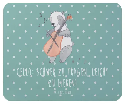 Produktbild von Mr. & Mrs. Panda Mauspad Cello Liebe - Meeresbrise - Geschenk, Mouse Pad, Lernen, mausteppich, Musik, Orchester, Musikinstrument, mousematte, Streichinstrument, Mousepad
