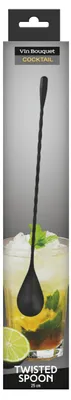 Cocktaillöffel aus Edelstahl, Spiralgriff, schwarz, 1 Stück