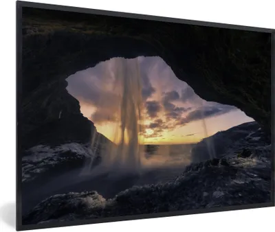 Produktbild von MuchoWow® MuchoWow® Gerahmtes Poster Wasserfall - Himmel - Höhle 30x20 cm - Poster mit zchwarzem Bilderrahmen - Kunstdruck - Bild-Poster
