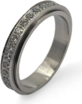 Produktbild von Anti Stress Ring gold oder silber mit Edelsteinen US 8 Silber